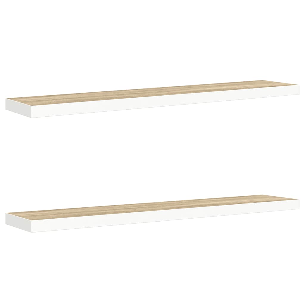 vidaXL Ράφια Τοίχου 2 τεμ. Δρυς/Λευκό 120x23,5x3,8 εκ. MDF