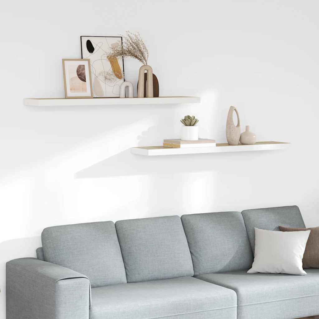 vidaXL Ράφια Τοίχου 2 τεμ. Δρυς/Λευκό 120x23,5x3,8 εκ. MDF