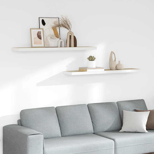 vidaXL Ράφια Τοίχου 2 τεμ. Δρυς/Λευκό 120x23,5x3,8 εκ. MDF