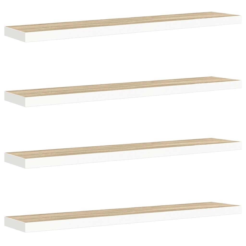 vidaXL Ράφια Τοίχου 4 τεμ. Δρυς/Λευκό 120x23,5x3,8 εκ. MDF