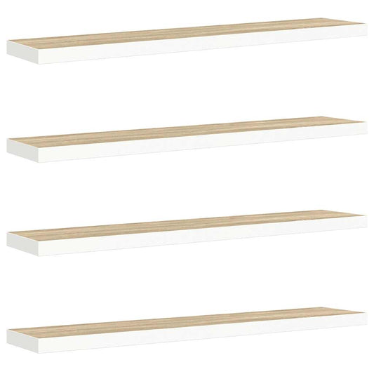 vidaXL Ράφια Τοίχου 4 τεμ. Δρυς/Λευκό 120x23,5x3,8 εκ. MDF