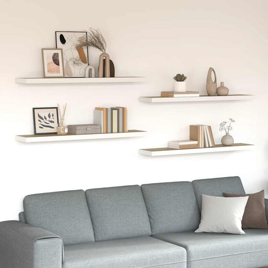 vidaXL Ράφια Τοίχου 4 τεμ. Δρυς/Λευκό 120x23,5x3,8 εκ. MDF