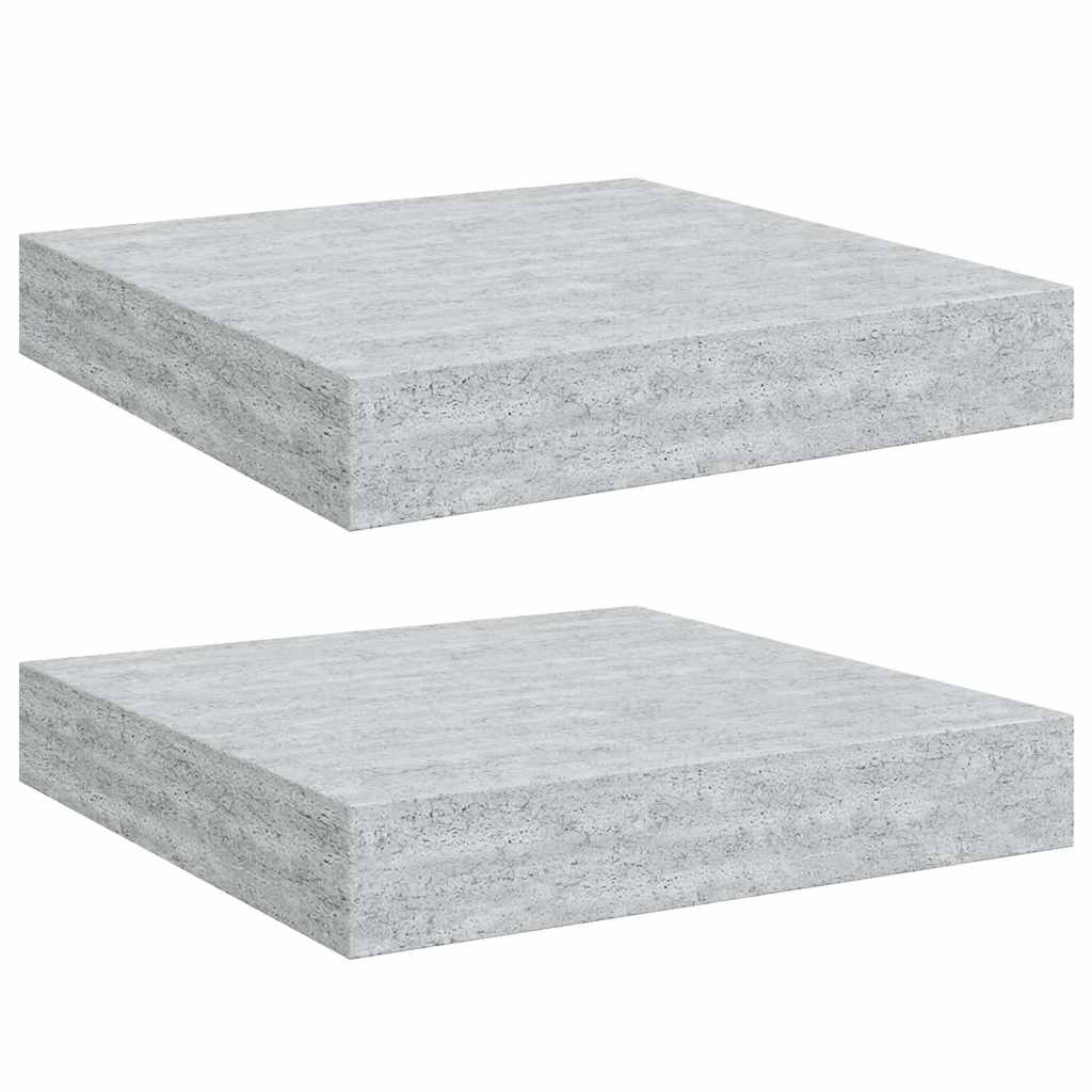 vidaXL Ράφια Τοίχου 2 τεμ. Γκρι Σκυροδέματος 23x23,5x3,8 εκ. MDF