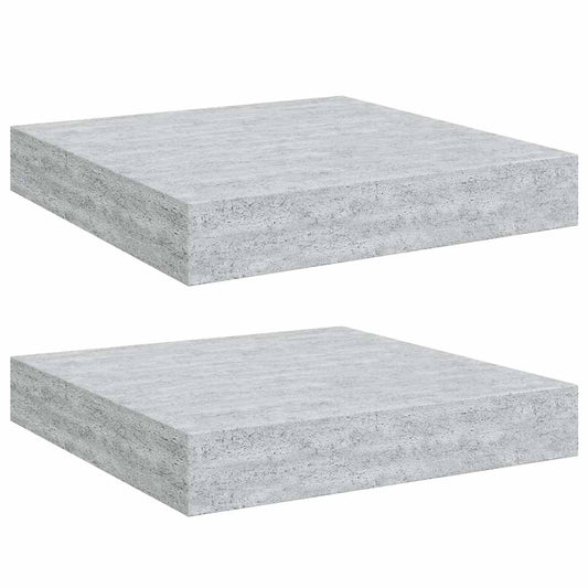 vidaXL Ράφια Τοίχου 2 τεμ. Γκρι Σκυροδέματος 23x23,5x3,8 εκ. MDF