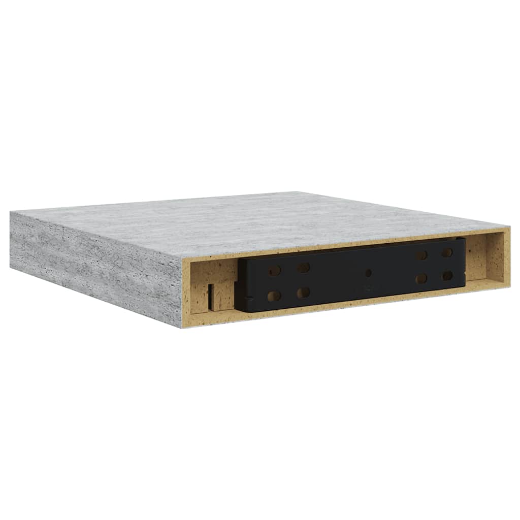 vidaXL Ράφια Τοίχου 2 τεμ. Γκρι Σκυροδέματος 23x23,5x3,8 εκ. MDF