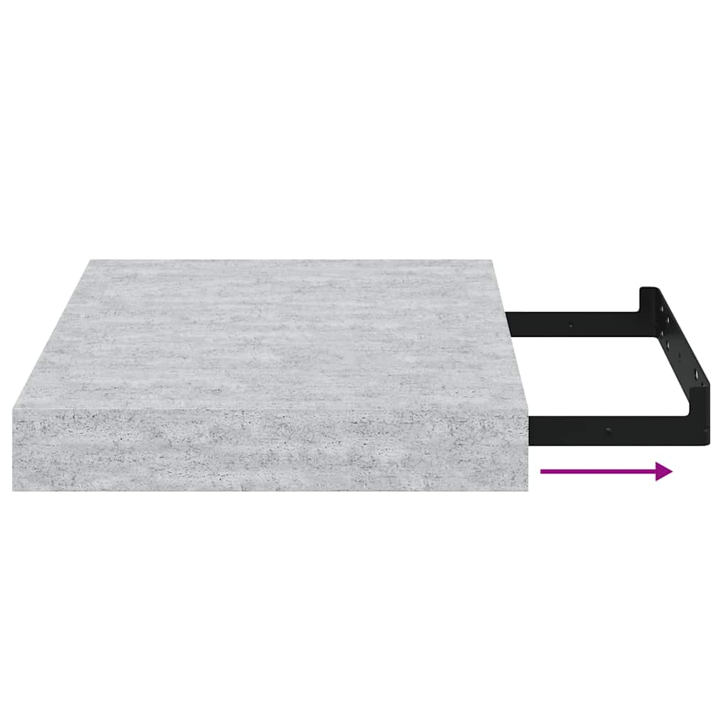 vidaXL Ράφια Τοίχου 2 τεμ. Γκρι Σκυροδέματος 23x23,5x3,8 εκ. MDF