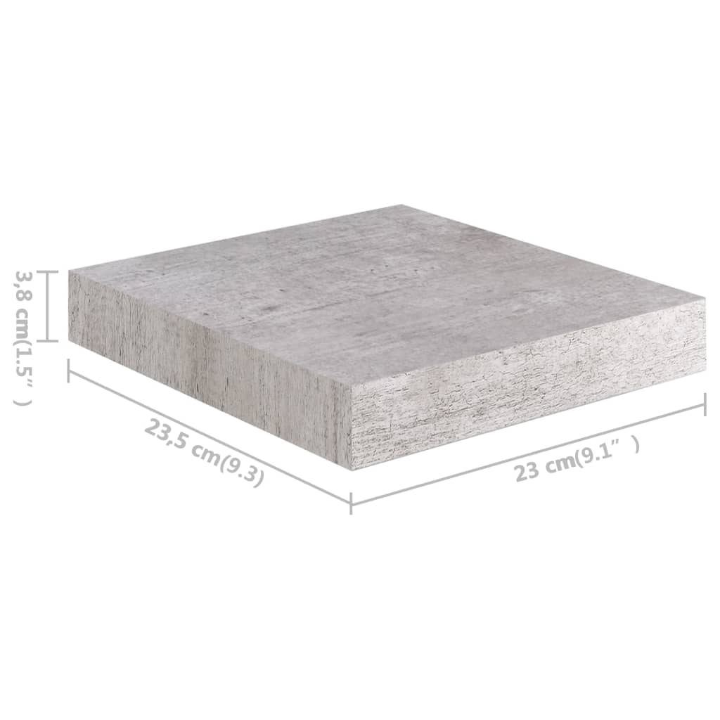 vidaXL Ράφια Τοίχου 4 τεμ. Γκρι Σκυροδέματος 23x23,5x3,8 εκ. MDF