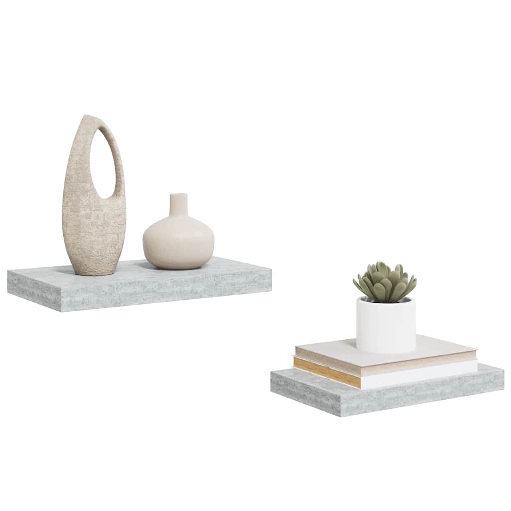 vidaXL Ράφια Τοίχου 2 τεμ. Γκρι Σκυροδέματος 40x23x3,8 εκ. MDF