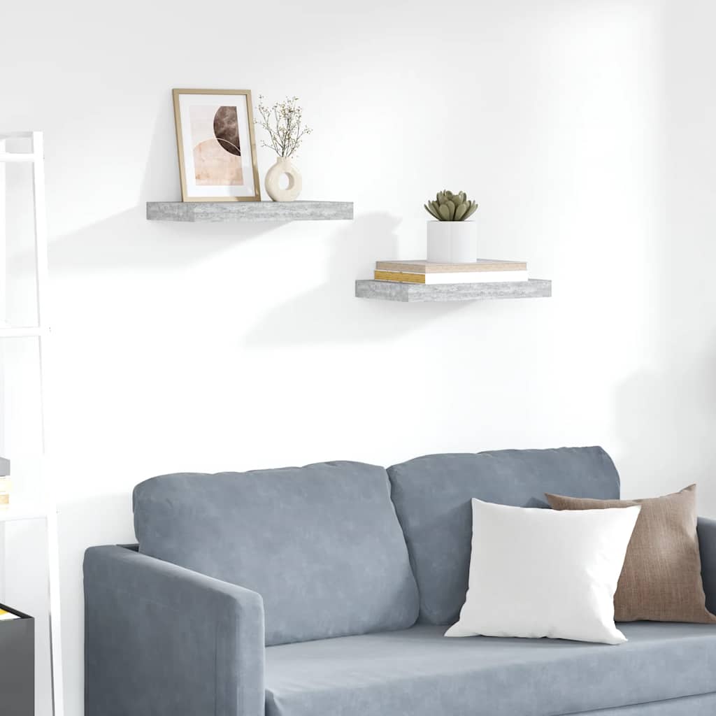 vidaXL Ράφια Τοίχου 2 τεμ. Γκρι Σκυροδέματος 40x23x3,8 εκ. MDF