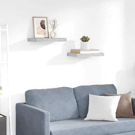 vidaXL Ράφια Τοίχου 2 τεμ. Γκρι Σκυροδέματος 40x23x3,8 εκ. MDF