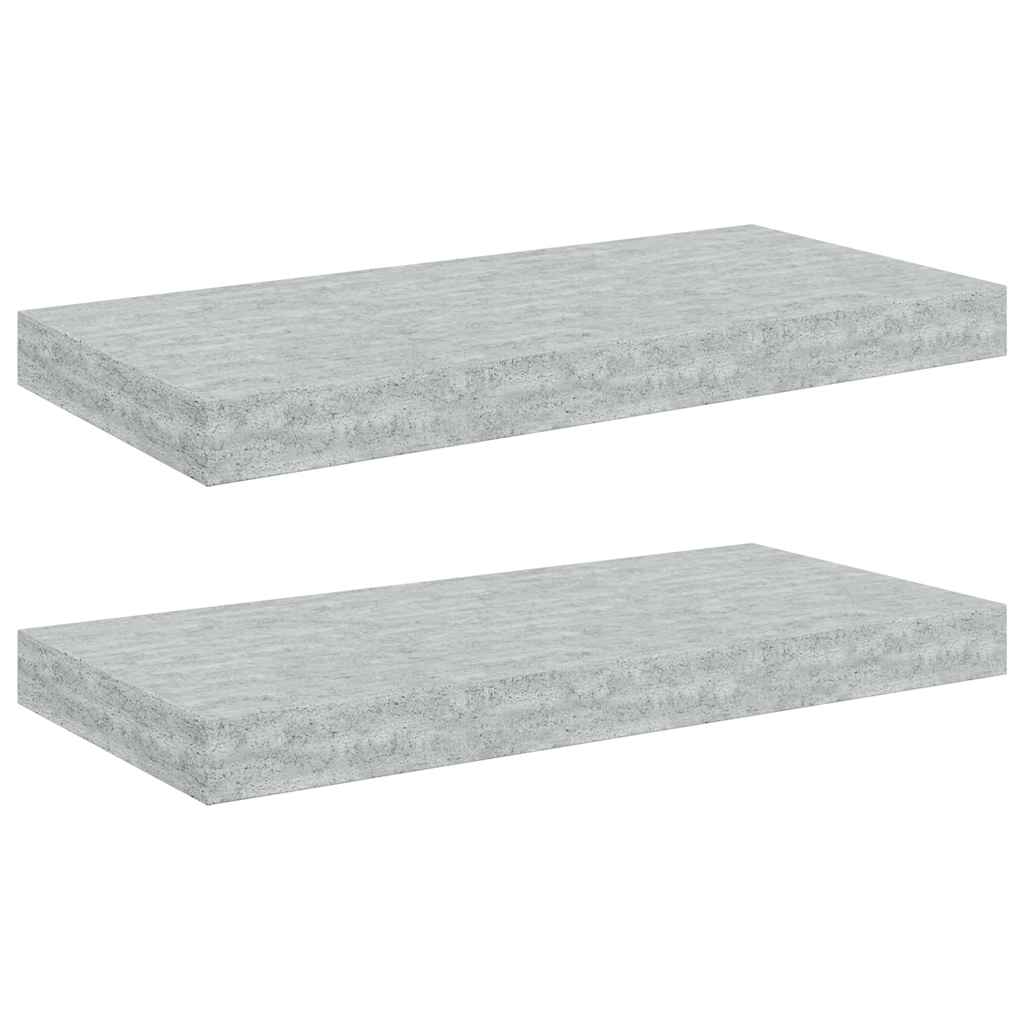 vidaXL Ράφια Τοίχου 2 τεμ. Γκρι Σκυροδέματος 50x23,5x3,8 εκ. MDF