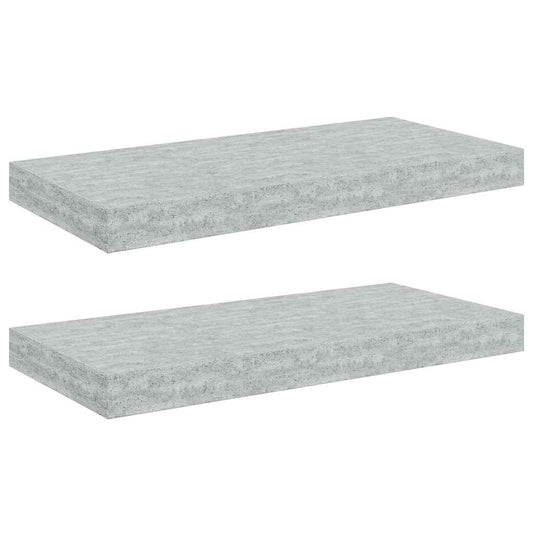 vidaXL Ράφια Τοίχου 2 τεμ. Γκρι Σκυροδέματος 50x23,5x3,8 εκ. MDF