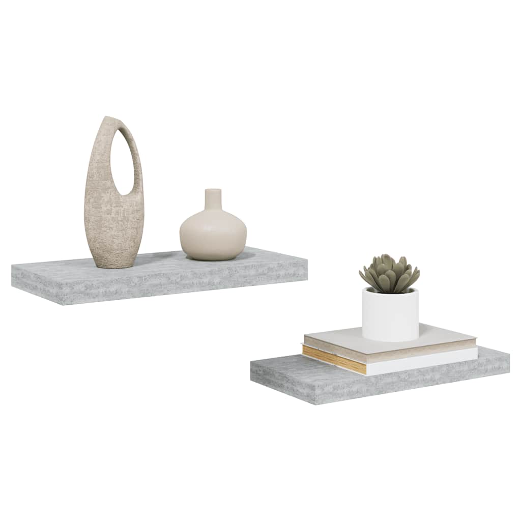 vidaXL Ράφια Τοίχου 2 τεμ. Γκρι Σκυροδέματος 50x23,5x3,8 εκ. MDF