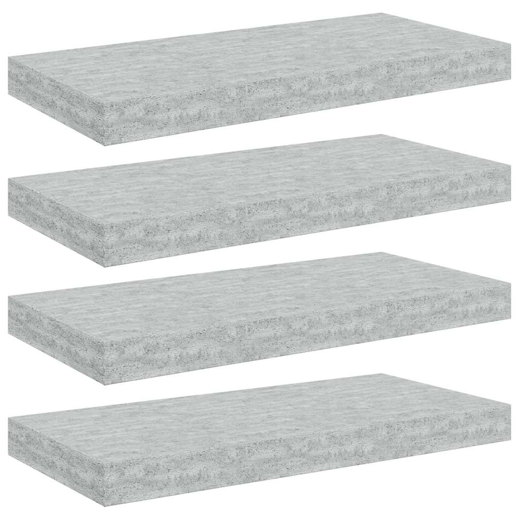 vidaXL Ράφια Τοίχου 4 τεμ. Γκρι Σκυροδέματος 50x23,5x3,8 εκ. MDF