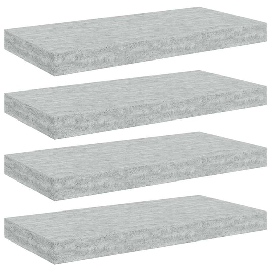 vidaXL Ράφια Τοίχου 4 τεμ. Γκρι Σκυροδέματος 50x23,5x3,8 εκ. MDF