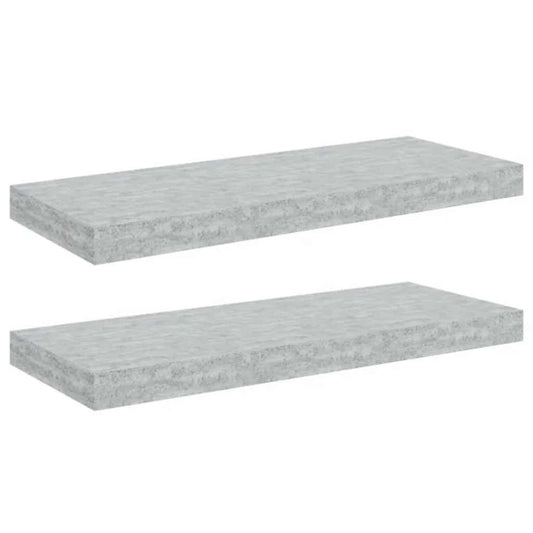 vidaXL Ράφια Τοίχου 2 τεμ. Γκρι Σκυροδέματος 60 x 23,5 x 3,8 εκ. MDF