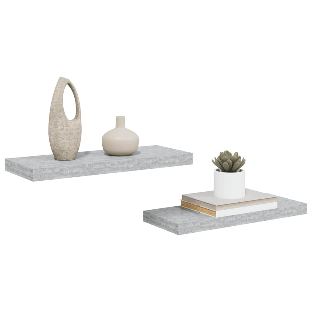 vidaXL Ράφια Τοίχου 2 τεμ. Γκρι Σκυροδέματος 60 x 23,5 x 3,8 εκ. MDF