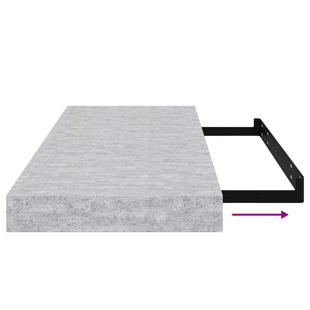 vidaXL Ράφια Τοίχου 2 τεμ. Γκρι Σκυροδέματος 60 x 23,5 x 3,8 εκ. MDF