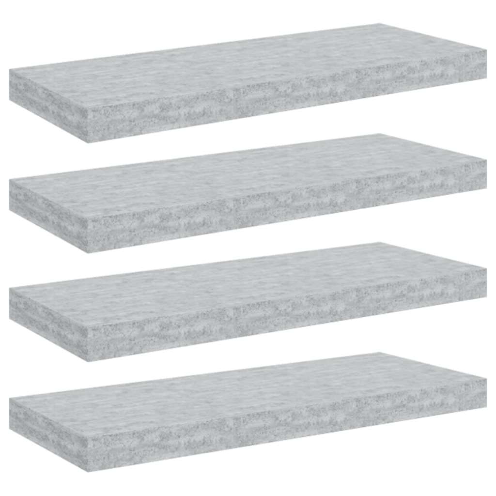 vidaXL Ράφια Τοίχου 4 τεμ. Γκρι Σκυροδέματος 60 x 23,5 x 3,8 εκ. MDF