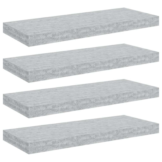 vidaXL Ράφια Τοίχου 4 τεμ. Γκρι Σκυροδέματος 60 x 23,5 x 3,8 εκ. MDF