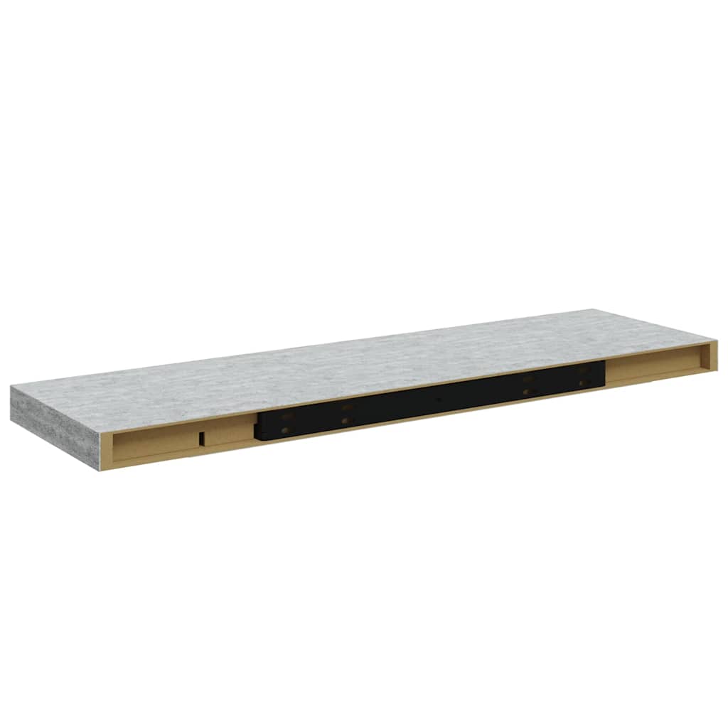 vidaXL Ράφια Τοίχου 2 τεμ. Γκρι Σκυροδέματος 80x23,5x3,8 εκ. MDF