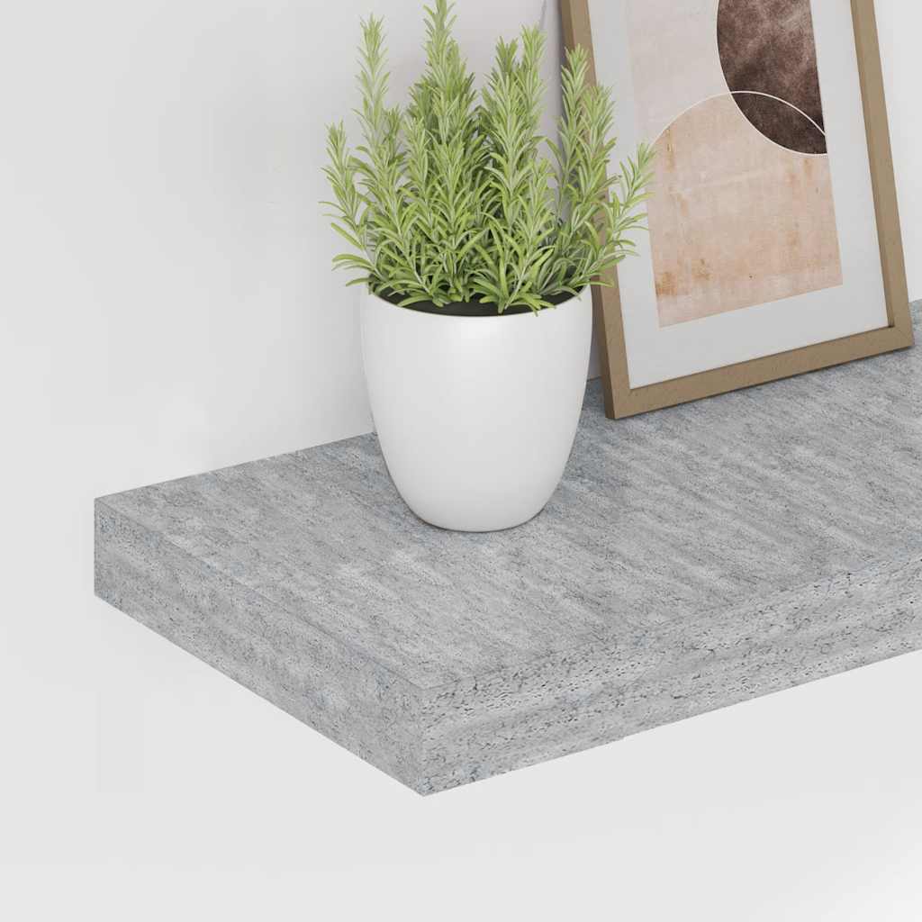 vidaXL Ράφια Τοίχου 2 τεμ. Γκρι Σκυροδέματος 90 x 23,5 x 3,8 εκ. MDF