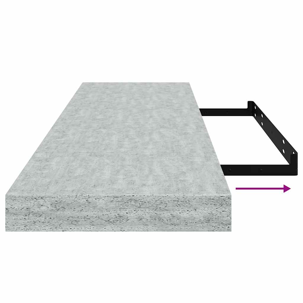 vidaXL Ράφια Τοίχου 2 τεμ. Γκρι Σκυροδέματος 90 x 23,5 x 3,8 εκ. MDF