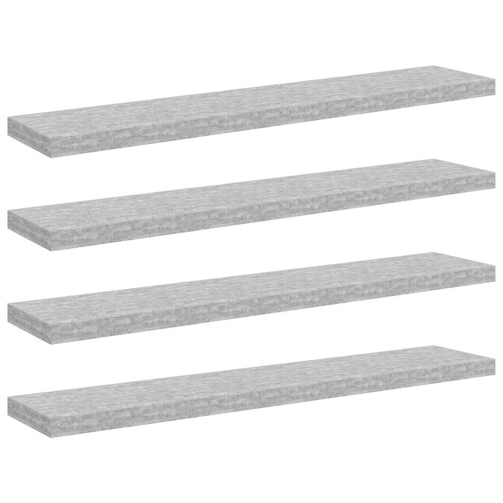 vidaXL Ράφια Τοίχου 4 τεμ. Γκρι Σκυροδέματος 120x23,5x3,8 εκ. MDF