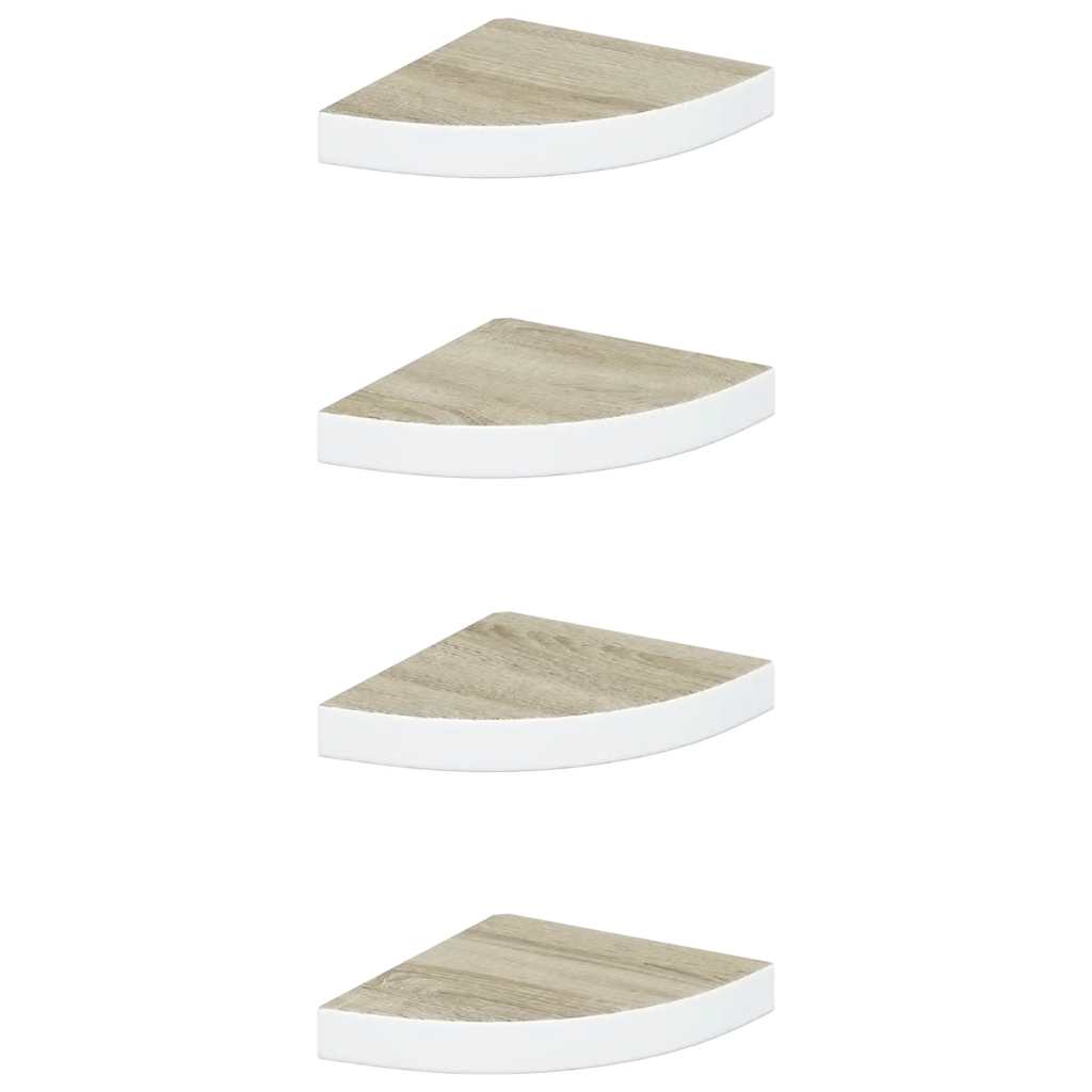 vidaXL Ράφια Τοίχου Γωνιακά 4 τεμ. Δρυς/Λευκό 25 x 25 x 3,8 εκ από MDF