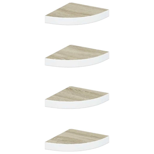 vidaXL Ράφια Τοίχου Γωνιακά 4 τεμ. Δρυς/Λευκό 25 x 25 x 3,8 εκ από MDF
