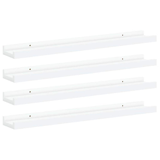 vidaXL Ράφια Τοίχου 4 τεμ. Γυαλιστερό Λευκό 60 x 9 x 3 εκ.Λευκά