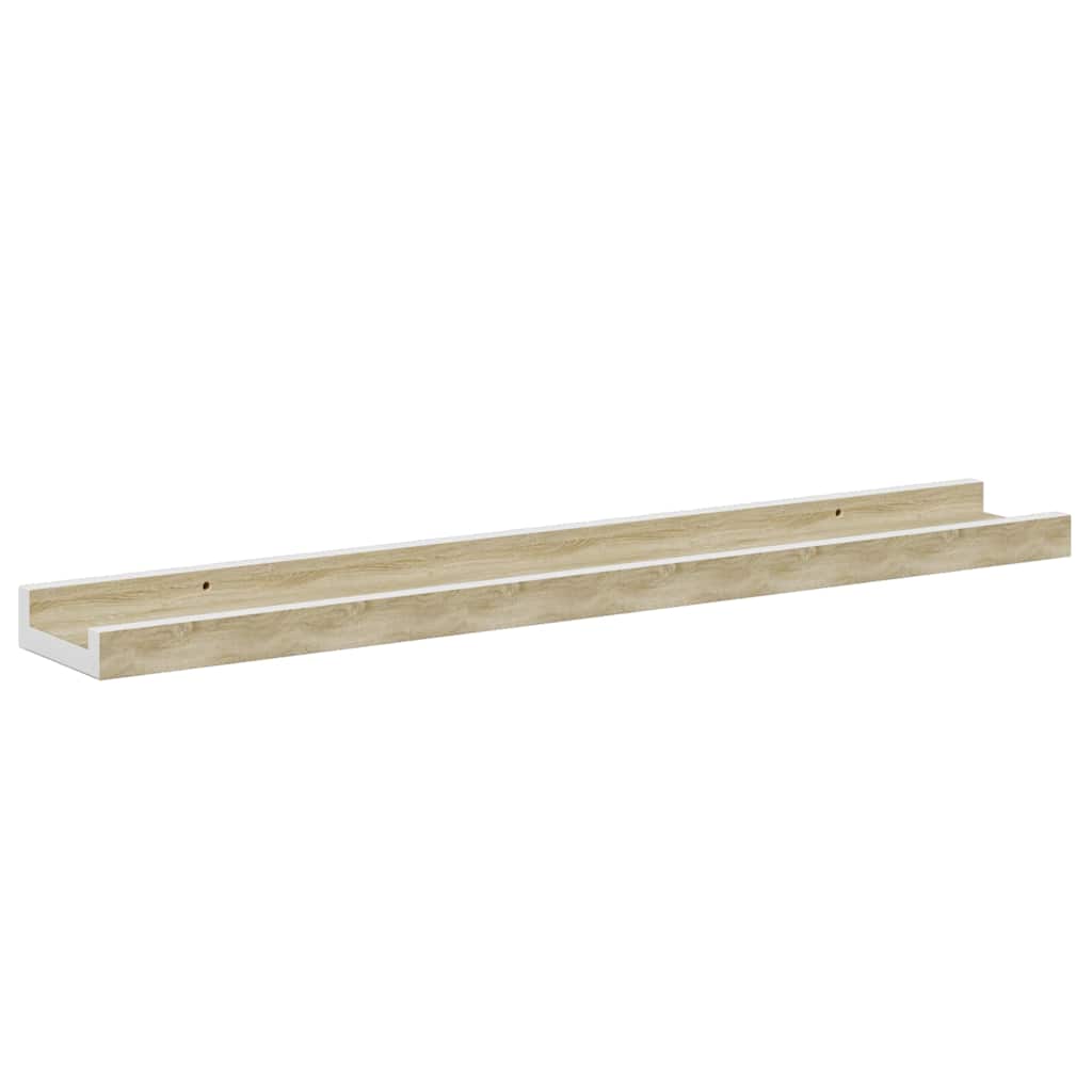 vidaXL Ράφια Τοίχου 2 τεμ. Λευκό και Sonoma Δρυς 60 x 9 x 3 εκ.