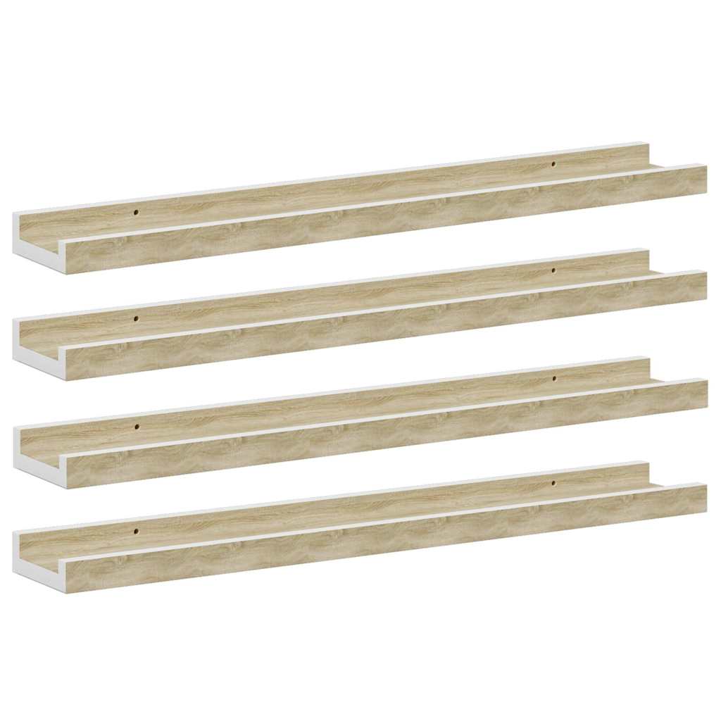 vidaXL Ράφια Τοίχου 4 τεμ. Λευκό και Sonoma Δρυς 60 x 9 x 3 εκ.