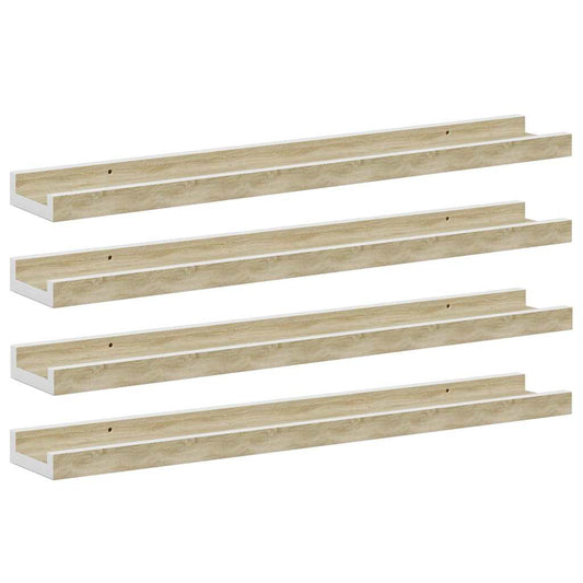 vidaXL Ράφια Τοίχου 4 τεμ. Λευκό και Sonoma Δρυς 60 x 9 x 3 εκ.