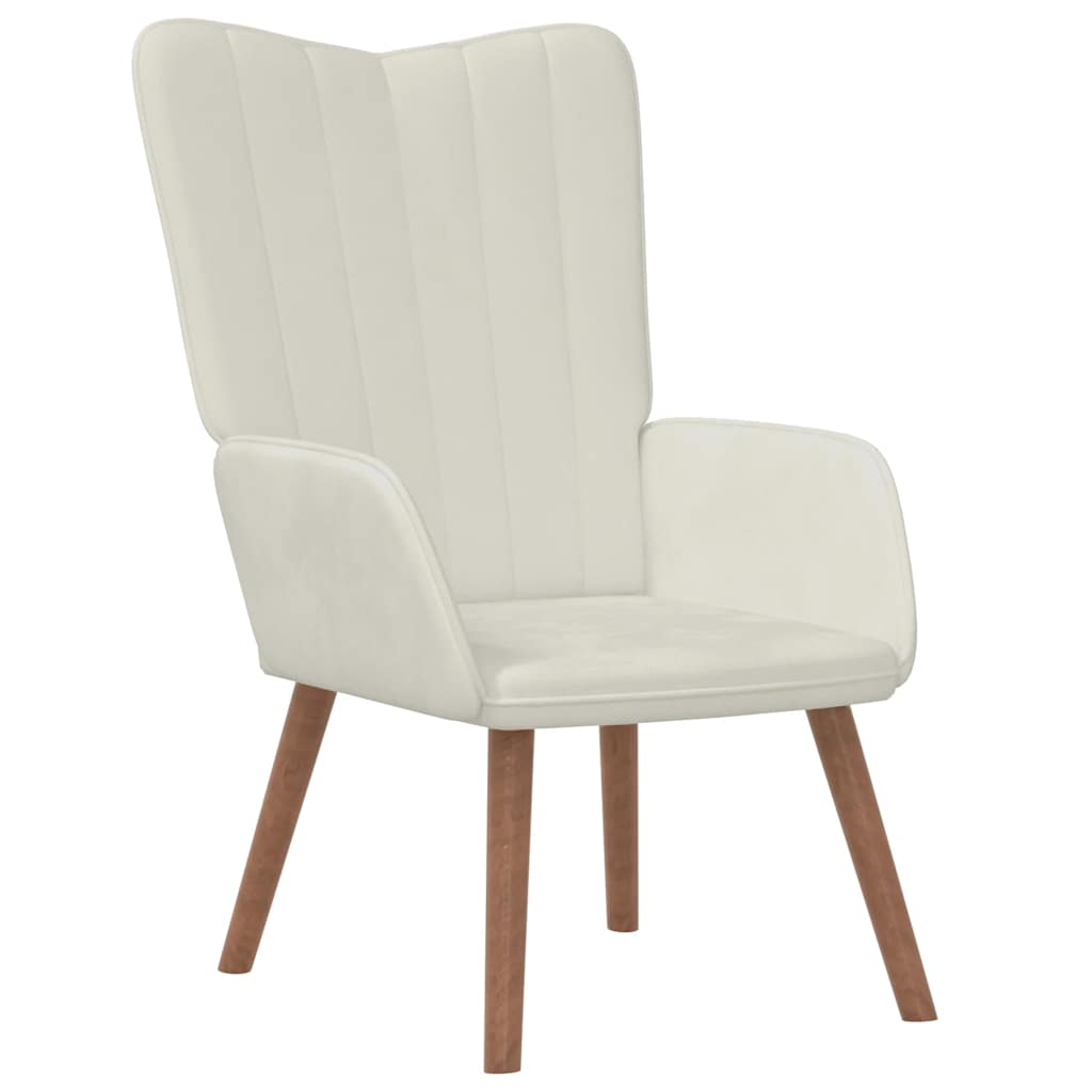 vidaXL Πολυθρόνα Relax Λευκό Κρεμ Βελούδινη