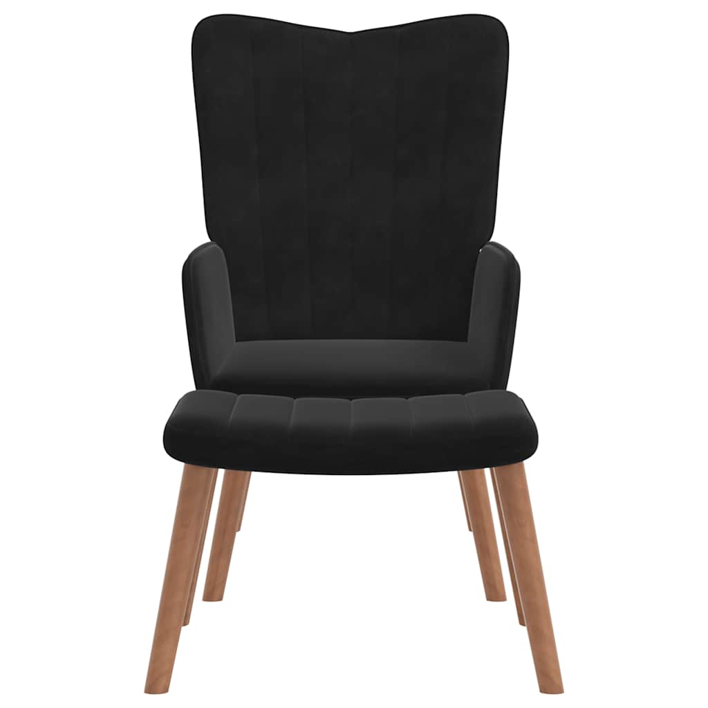 vidaXL Πολυθρόνα Relax Μαύρη Βελούδινη με Σκαμπό