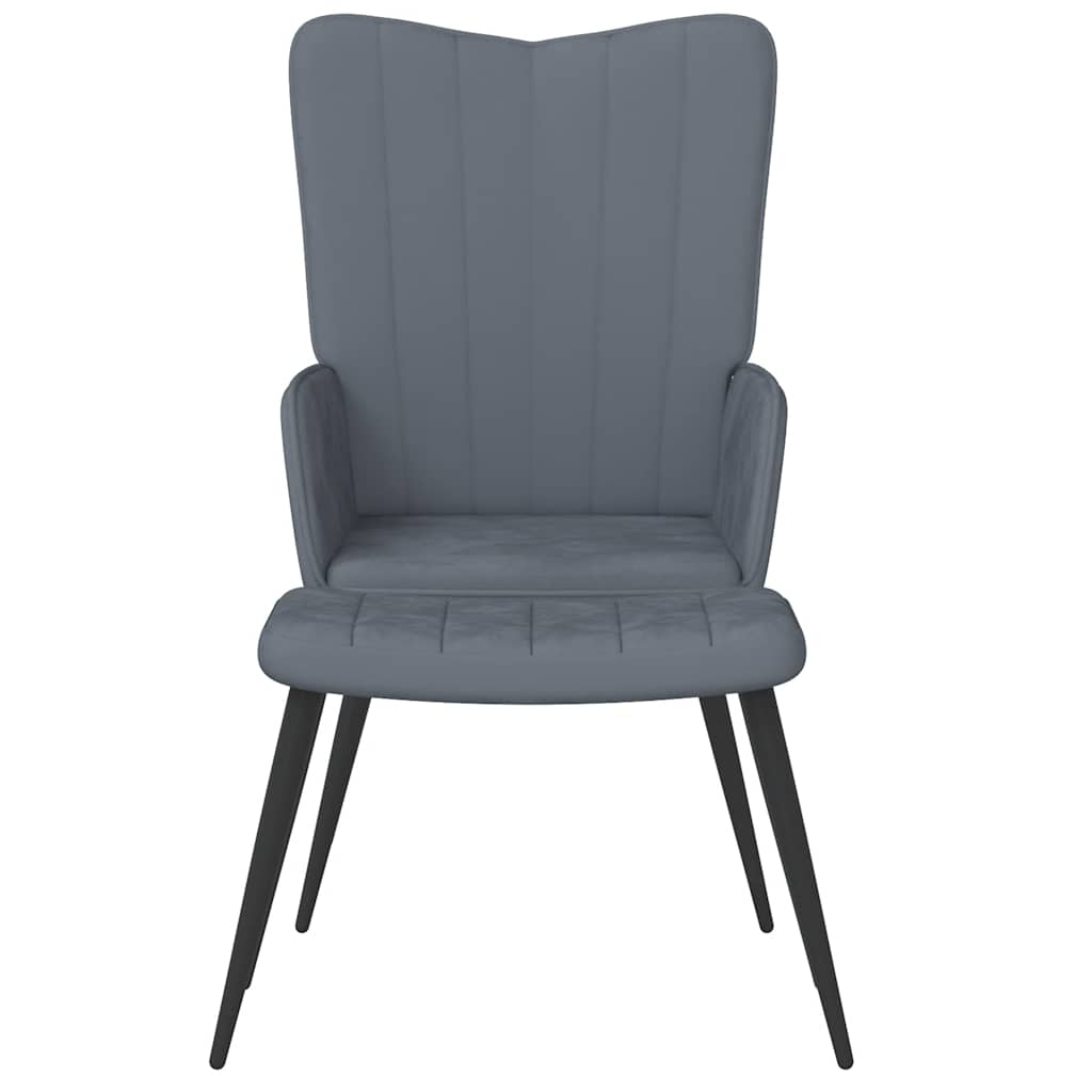 vidaXL Πολυθρόνα Relax Σκούρο Γκρι Βελούδινη με Σκαμπό