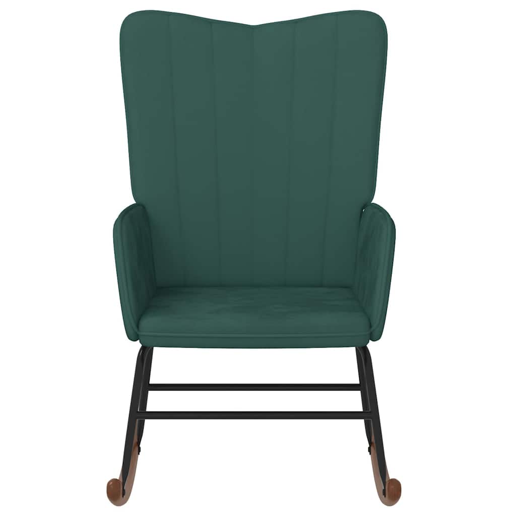 vidaXL Κουνιστή Πολυθρόνα Σκούρο Πράσινο Βελούδινη