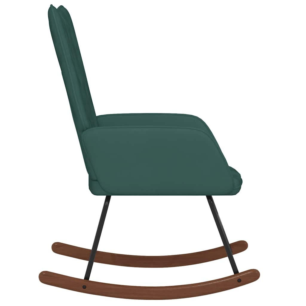 vidaXL Κουνιστή Πολυθρόνα Σκούρο Πράσινο Βελούδινη