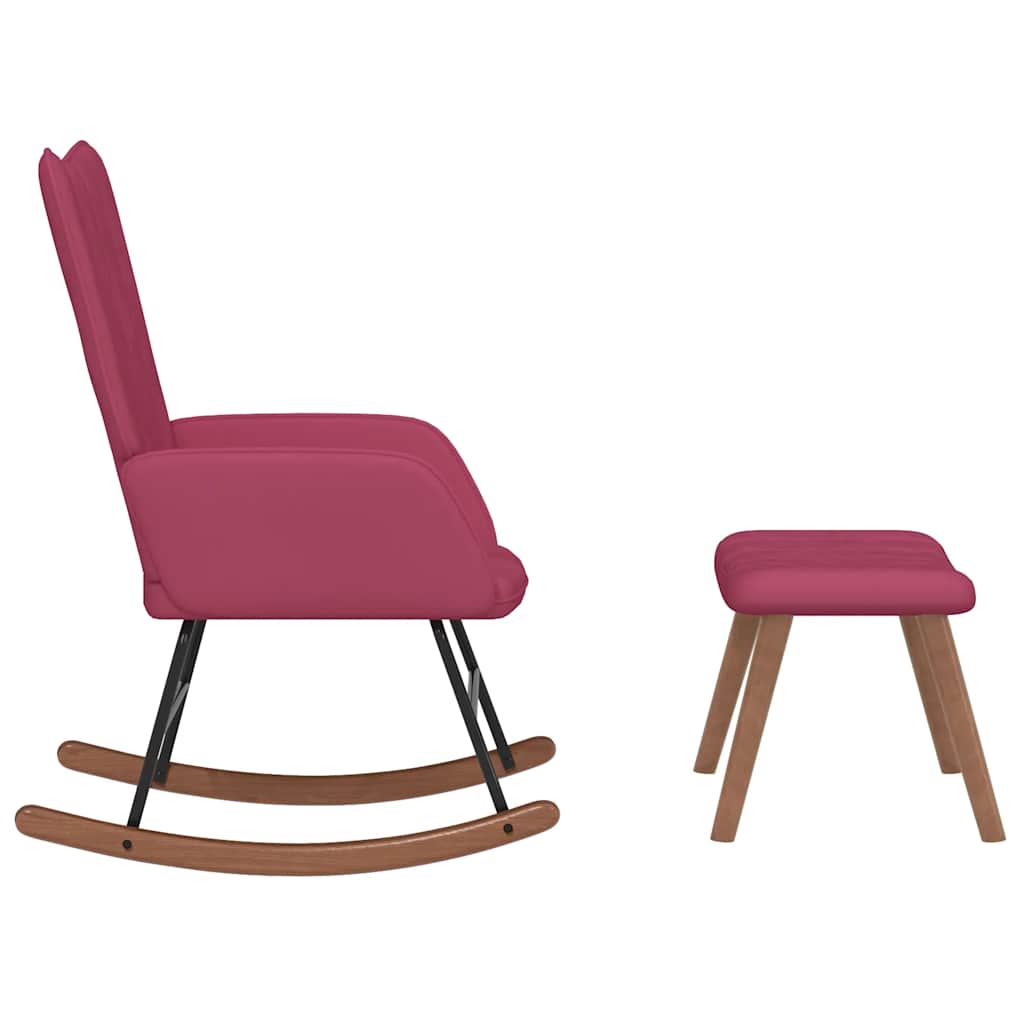 vidaXL Πολυθρόνα Κουνιστή Μπορντό Βελούδινη με Σκαμπό