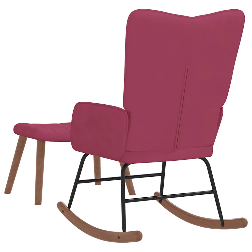 vidaXL Πολυθρόνα Κουνιστή Μπορντό Βελούδινη με Σκαμπό