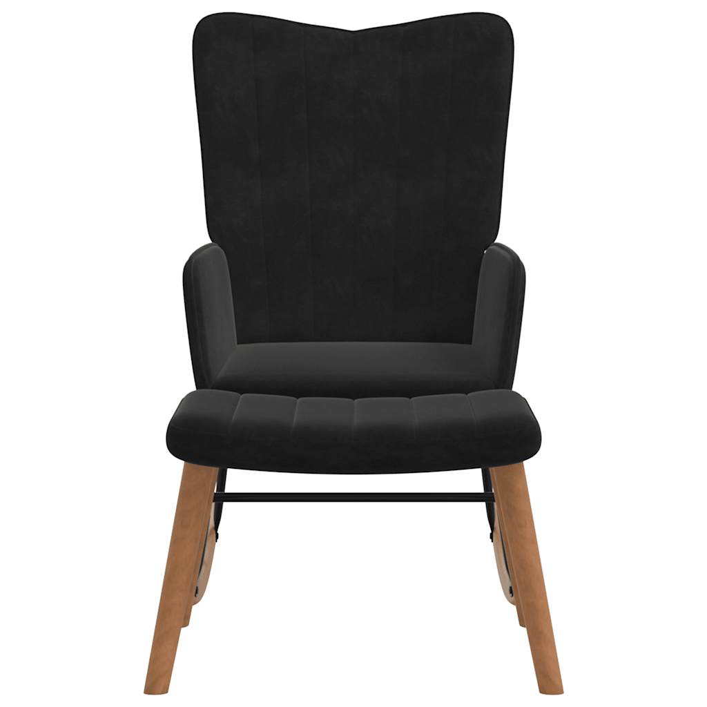 vidaXL Πολυθρόνα Κουνιστή Μαύρη Βελούδινη με Σκαμπό
