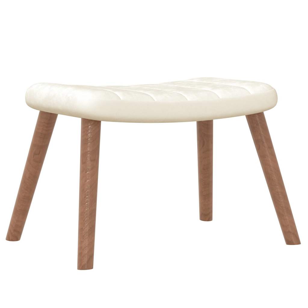 vidaXL Πολυθρόνα Κουνιστή Λευκό Κρεμ Βελούδινη με Σκαμπό