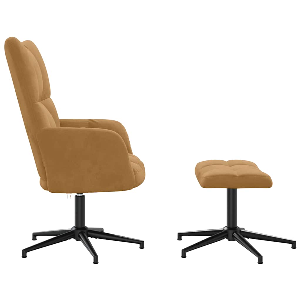 vidaXL Πολυθρόνα Relax Καφέ Βελούδινη με Σκαμπό