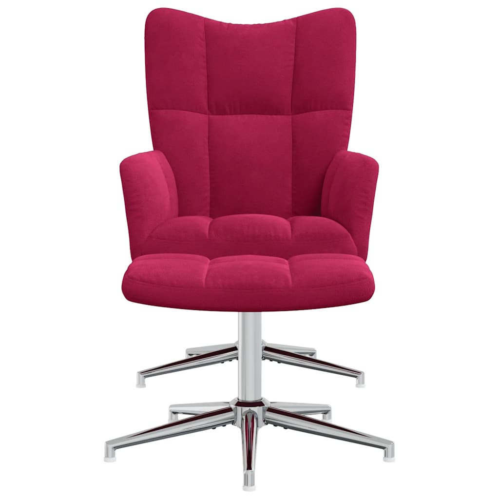 vidaXL Πολυθρόνα Relax Μπορντό Βελούδινη με Σκαμπό