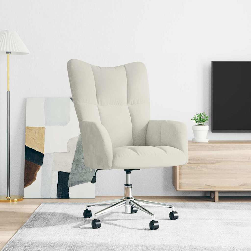 vidaXL Πολυθρόνα Relax Λευκό Κρεμ Βελούδινη