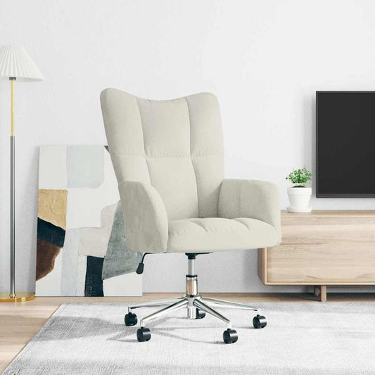 vidaXL Πολυθρόνα Relax Λευκό Κρεμ Βελούδινη