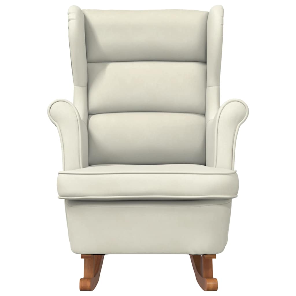 vidaXL Κουνιστή Πολυθρόνα με Πλάτη από Βελούδο σε Κρεμ χρώμα