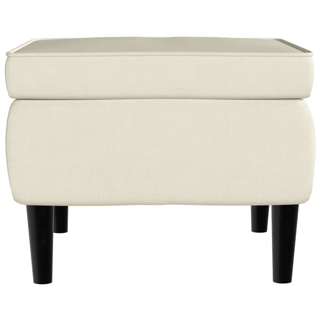 vidaXL Σκαμπό με Ξύλινα Πόδια Κρεμ Βελούδινο