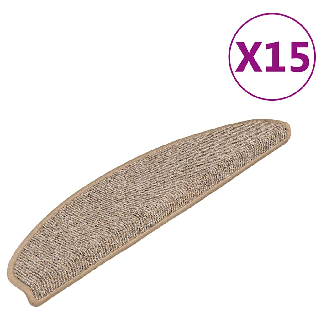 vidaXL Πατάκια Σκάλας Μοκέτα 15 τεμ. Γκρι / Καφέ 65 x 21 x 4 εκ.